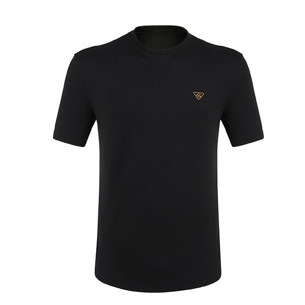 T-shirt sostenibile con collo in O con etichetta del logo personalizzato e tessuto confortevole e traspirante