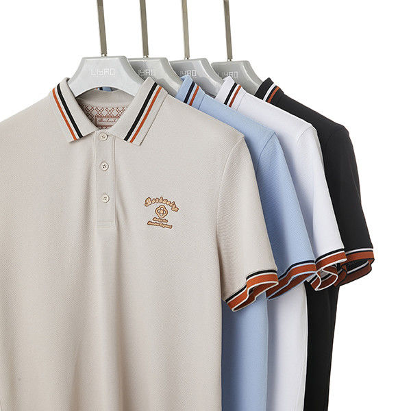 T-shirt di polo a righe con logo personalizzato