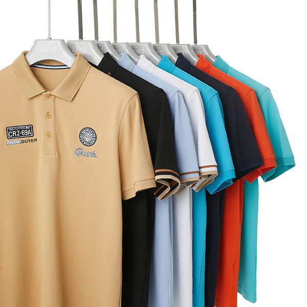 Camicie da polo personalizzate con elevata elasticità, asciugatura rapida e logo ricamato in cotone al 100%