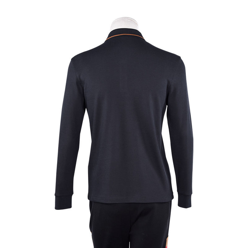 T-shirt di cotone secco veloce maschile con colletto in piedi e stampa verde