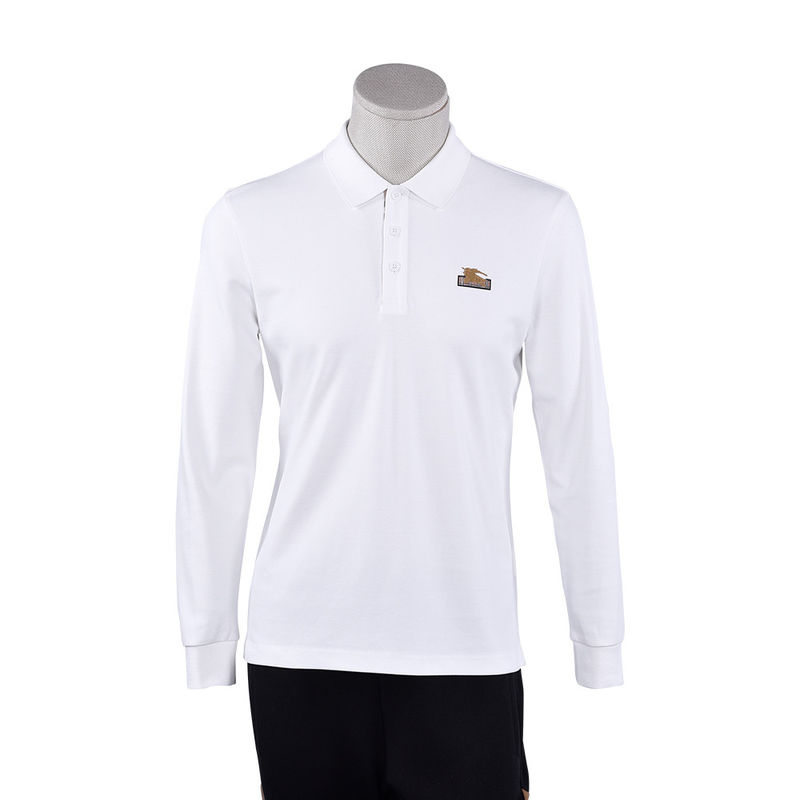 Stampa logo personalizzata 100% cotone bianco di lusso polo a manica lunga per uomini ragazzi