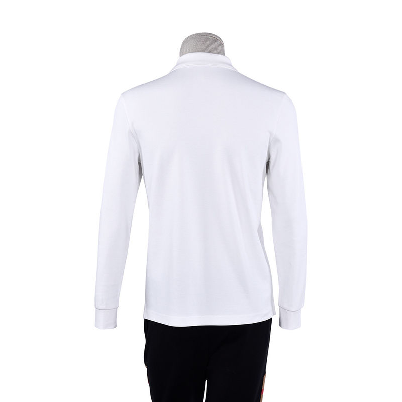 Stampa logo personalizzata 100% cotone bianco di lusso polo a manica lunga per uomini ragazzi