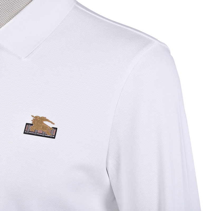 Stampa logo personalizzata 100% cotone bianco di lusso polo a manica lunga per uomini ragazzi