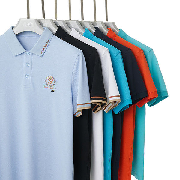 Camicia da polo da golf maschile con modello di logo realizzata con 100% cotone e un'eccellente sartoria
