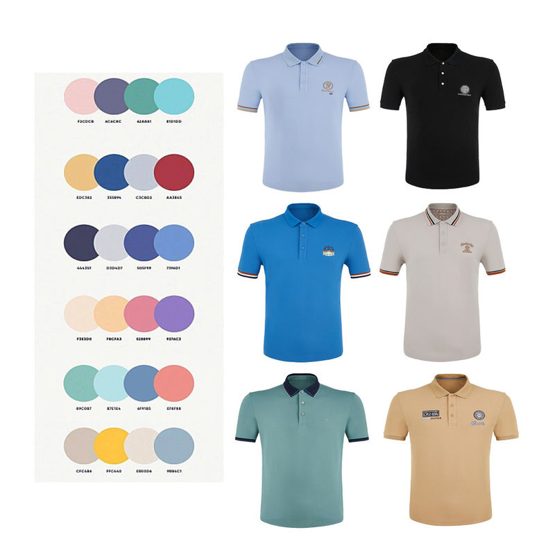 Camicia da polo da golf maschile con modello di logo realizzata con 100% cotone e un'eccellente sartoria