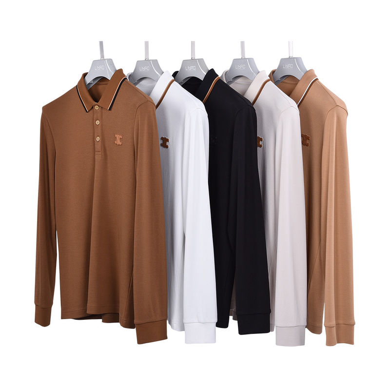 T-shirt da polo in cotone traspirante per uomini primavera autunno sublimazione casual design personalizzato