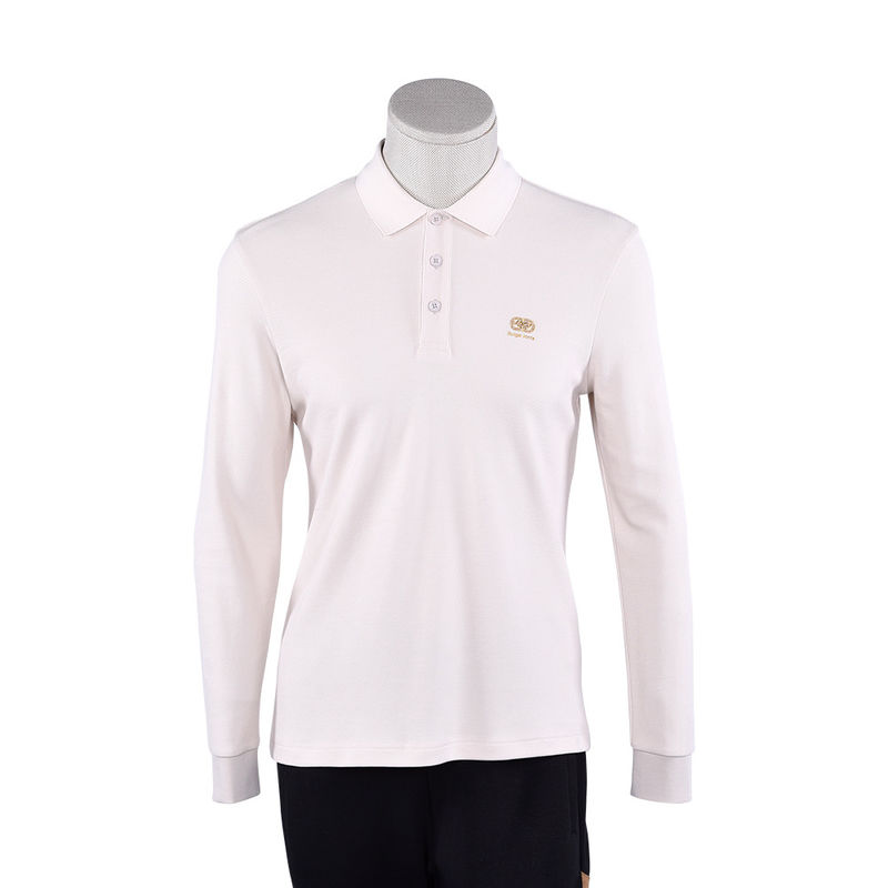 T-shirt anti rughe in bianco manica lunga logo personalizzato Peso 170-210g