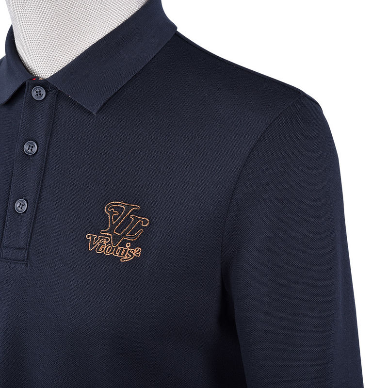Camicia da polo da uomo di moda con maniche lunghe con colletto da camicia da lavoro e logo personalizzato