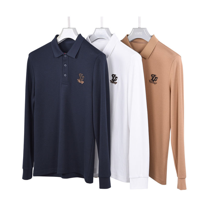 Camicia da polo da uomo di moda con maniche lunghe con colletto da camicia da lavoro e logo personalizzato