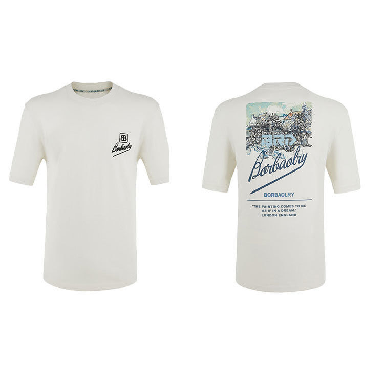 Logo a colori personalizzati T-shirt in cotone 100% ricamato Stampa in grandezza