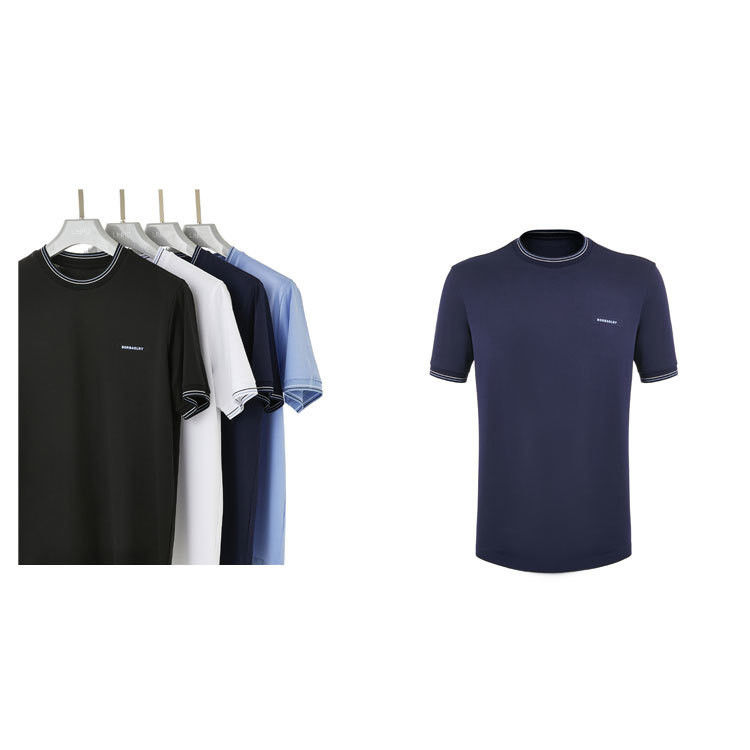 T-shirt con colletto rotondo maschile con 230 gsm di cotone pesante e tessuto a maglia