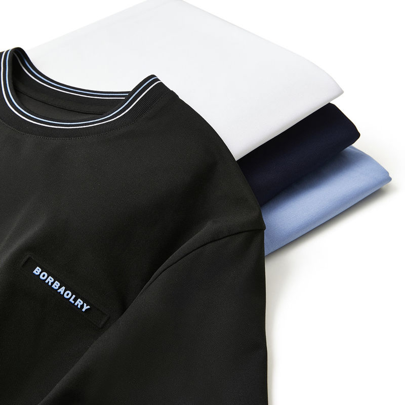 T-shirt di cotone da 230 grammi per uomo manica corta O collo colletto a maglia