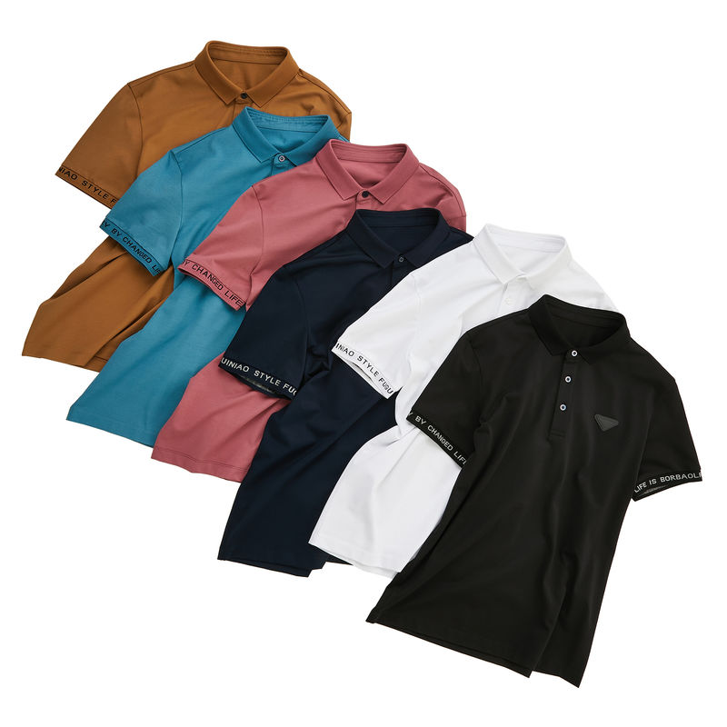 Logo stampato personalizzato Camicie da golf per bambini in nero 100% cotone Pique Polo Shirt