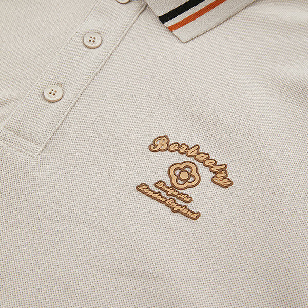 Camicie da polo nero da uomo in tessuto jersey con logo personalizzato e colletto rotolo