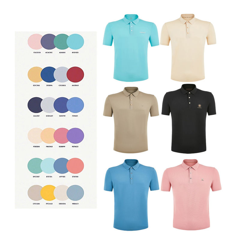 T-shirt da polo da uomo anti-rughe con collo ultra senza cuciture veloce e asciutto con logo personalizzato