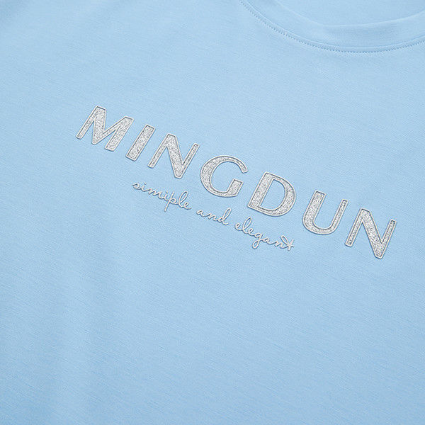 Lunghezza regolare Primavera Estate Blu Manica corta Plain 100% cotone T-shirt personalizzato per uomini
