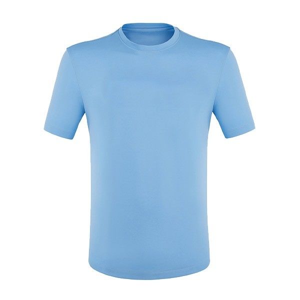 Lunghezza regolare Primavera Estate Blu Manica corta Plain 100% cotone T-shirt personalizzato per uomini
