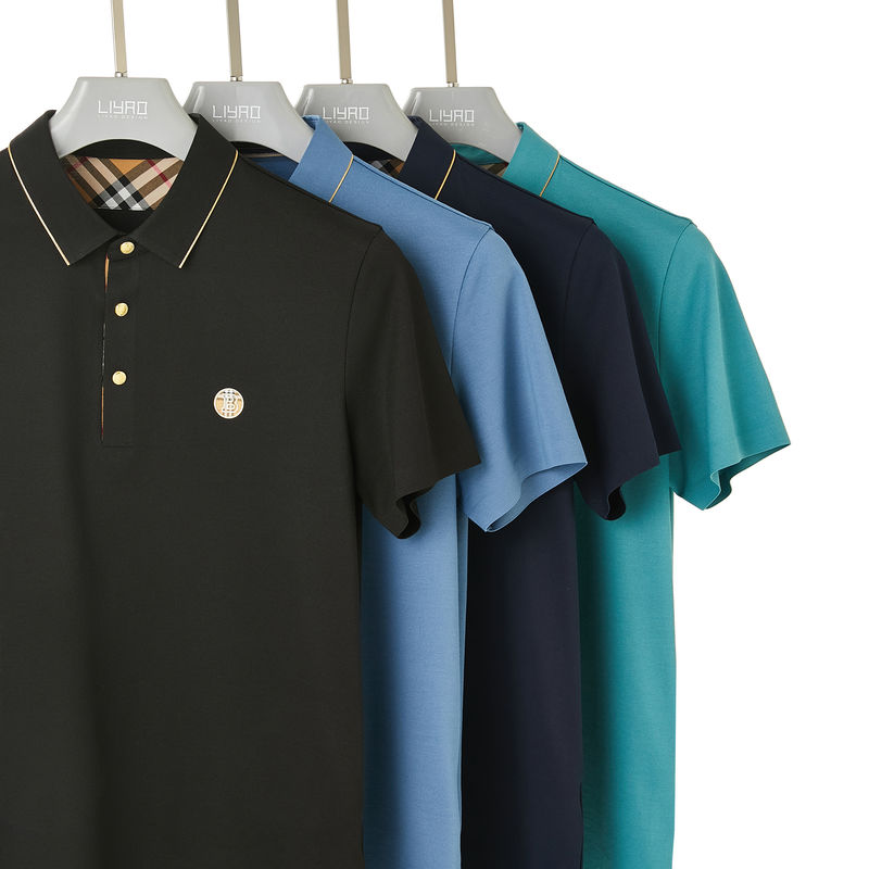 Colori personalizzati T-shirt senza cuciture maschile con tessuto antirughe e cotone al 100%