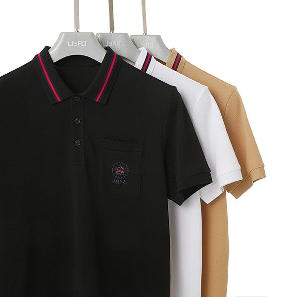 Camicia da polo da uomo in stile casual manica corta e logo personalizzato con tessuto traspirante