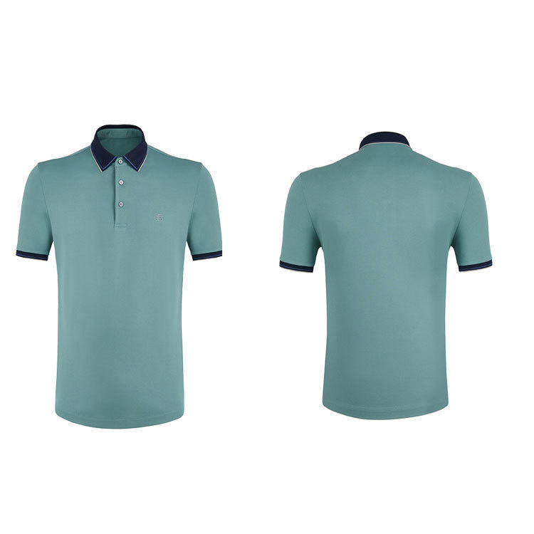 Camicia da polo da uomo a due colori con manica corta estiva in 100% cotone//95% 5% tessuto spandex