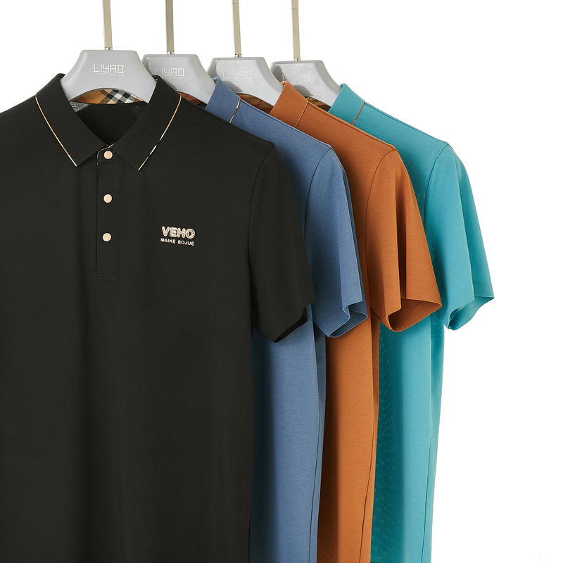Stampa verde Camicie da polo in cotone da uomo per ufficio Uniforme a maglia
