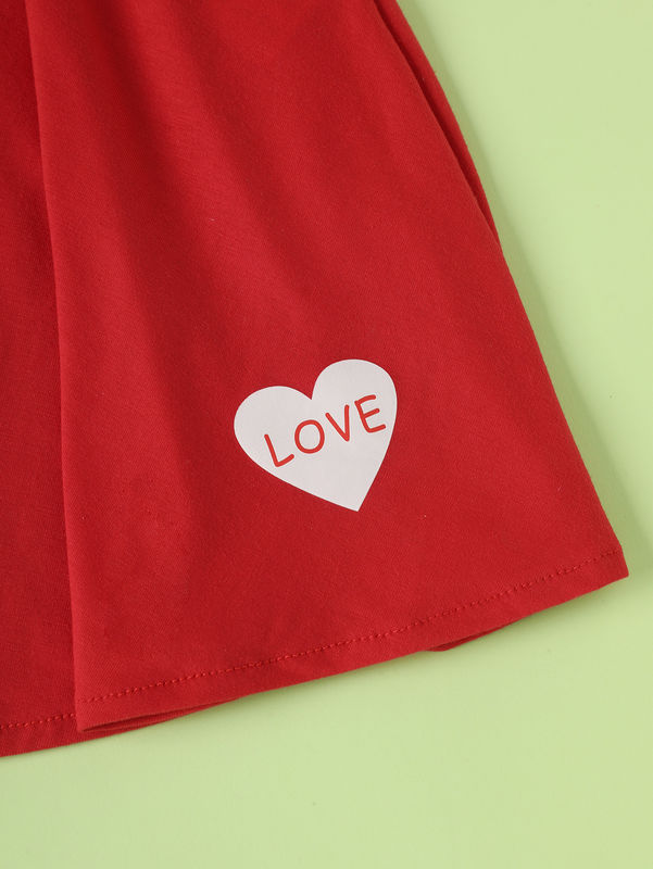 Ragazze gonne corte rosse e abiti con il modello di cuore d'amore in poliestere spandex
