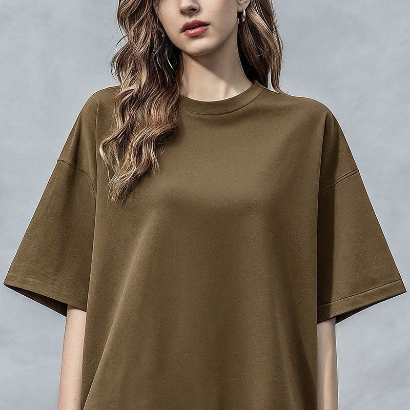 T-shirt da donna in grande dimensione semplice 200 grammi S-6XL con colletto O-Neck