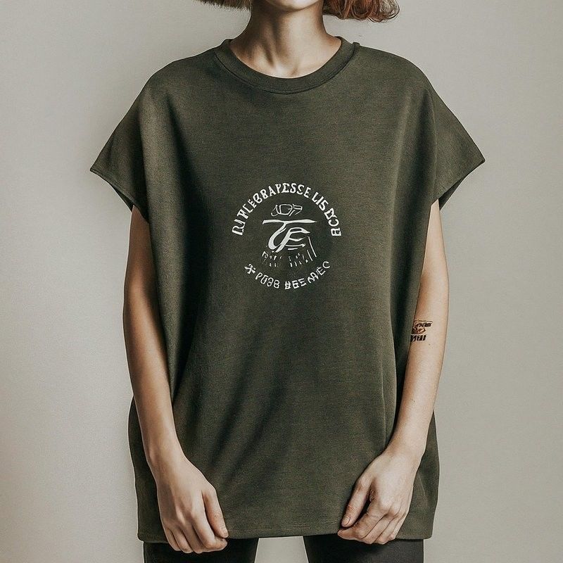 T-shirt da donna in formato grafico oversize 220 grammi con collo rotondo in tessuto a maglia