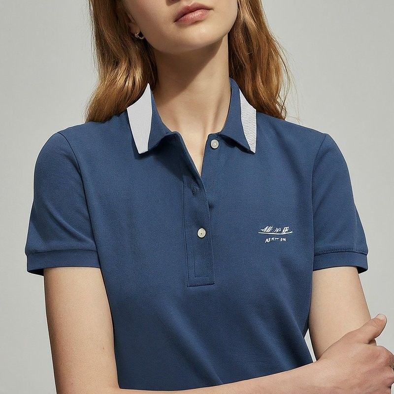 Camicie da polo da donna in cotone estivo colore personalizzato blu bianco ricamo stampa di polpa