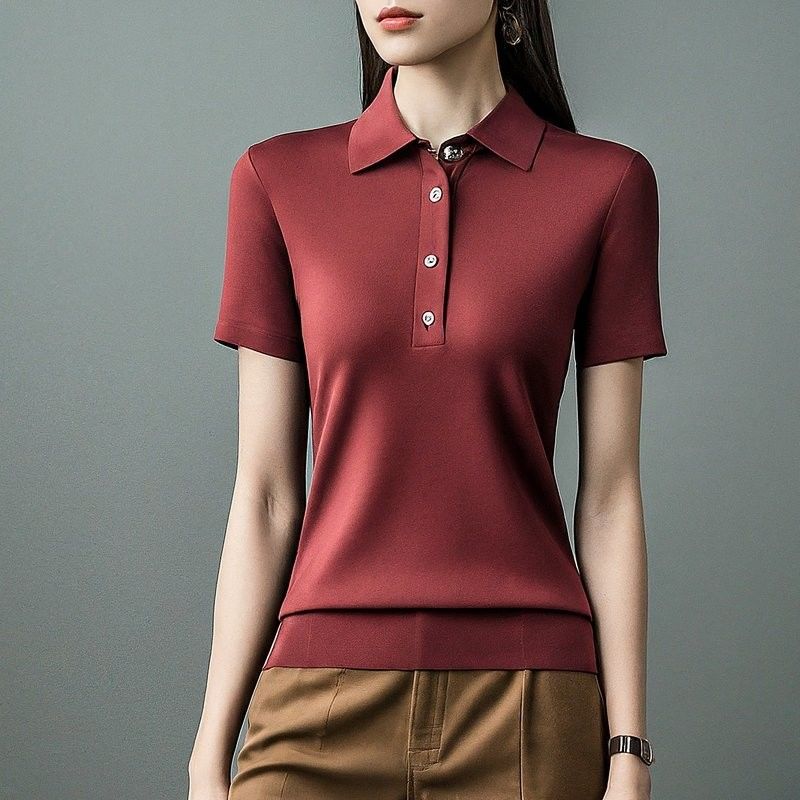 Camicie da polo da donna a manica corta a maglia, colorate e anti rughe, OEM ODM