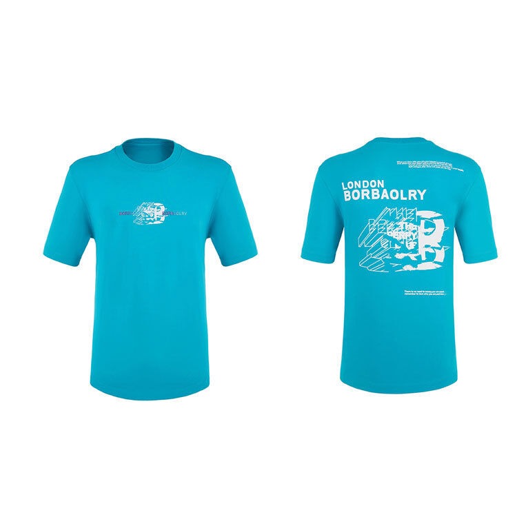 T-shirt da uomo in cotone tinta unita, comodo e casual, con logo personalizzato, effetto ghiaccio, anti-pilling, nero, bianco, blu, ciano