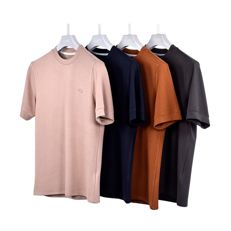 T-shirt da uomo a tinta unita, a collo alto, di alta qualità, con logo personalizzato all'ingrosso, design etichetta, ad asciugatura rapida, traspirante, antirughe, senza stampa