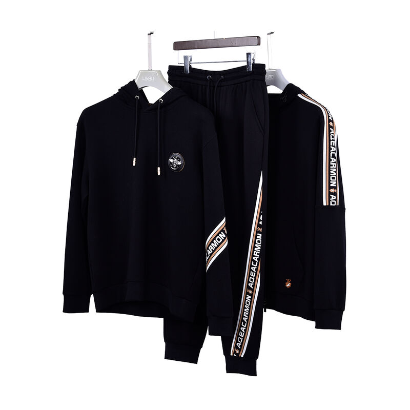 Felpa con cappuccio da uomo antivento taglie forti con logo personalizzato, set di tute sportive sostenibili di alta qualità, felpa con cappuccio, pantaloni della tuta, maglione