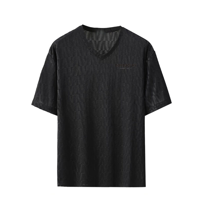 T-shirt a maniche corte in seta ghiacciata a quadri di alta gamma per l'estate 2025, elegante e lussuosa, a manica mezza, ampia, in maglia, nuova