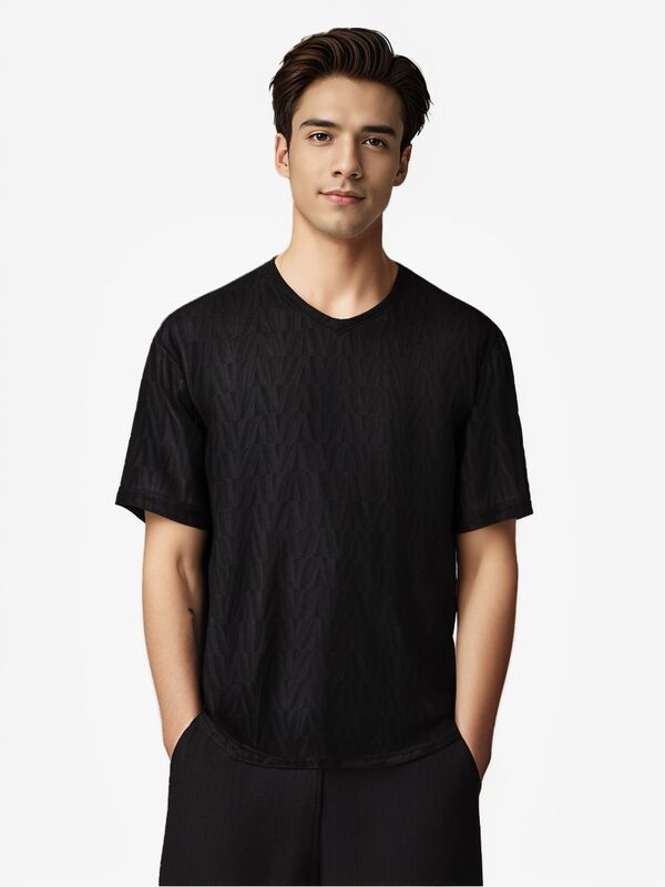 T-shirt a maniche corte in seta ghiacciata a quadri di alta gamma per l'estate 2025, elegante e lussuosa, a manica mezza, ampia, in maglia, nuova