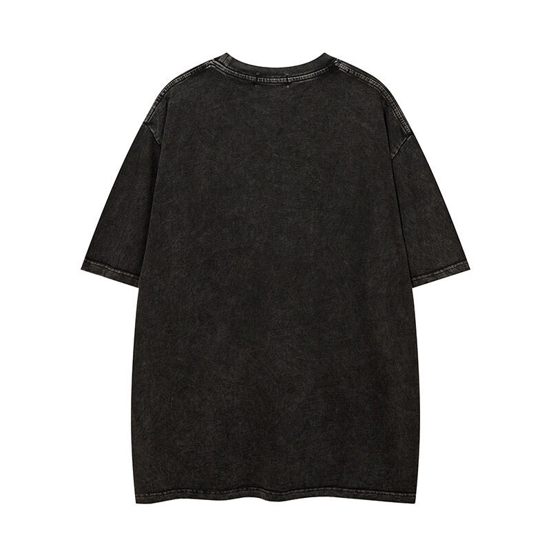 Abbigliamento di strada di alta qualità per abbigliamento di squadra T-shirt per il collo Applique Patch ricamo Acido lavato T-shirt vintage