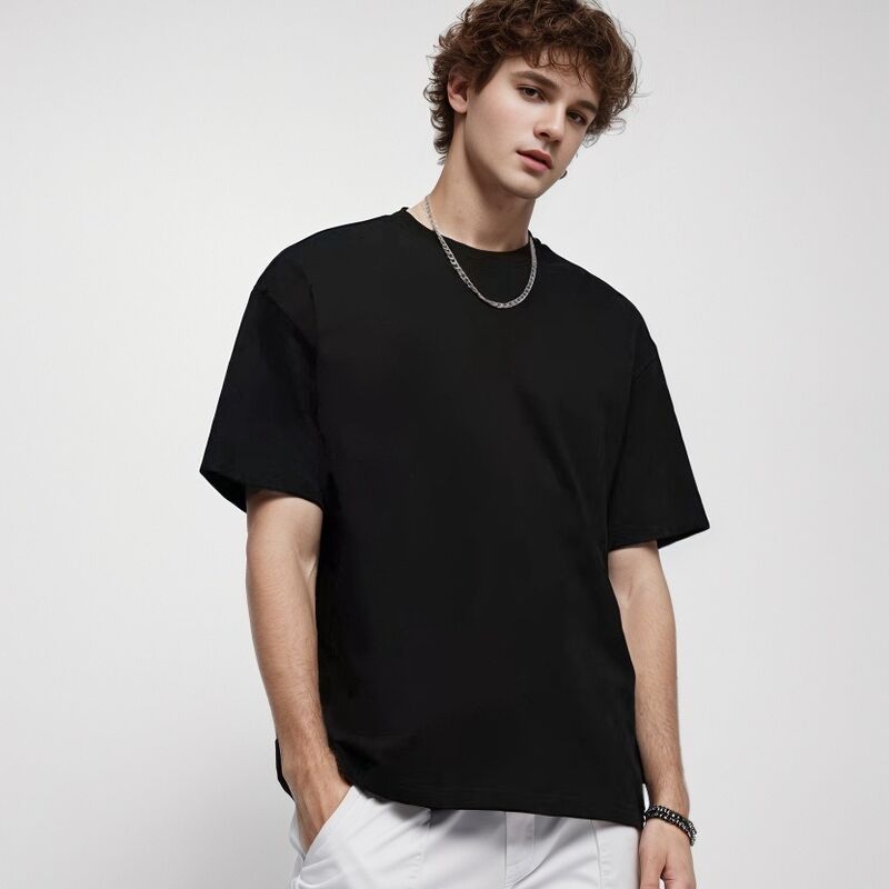 T-shirt bianca da uomo di alta qualità T-shirt da uomo con nervatura a nervatura