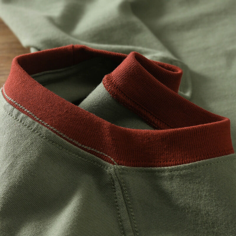 T-shirt unisex con blocchi di colore personalizzati e cuciture, pesante, alta qualità, patchwork bicolore