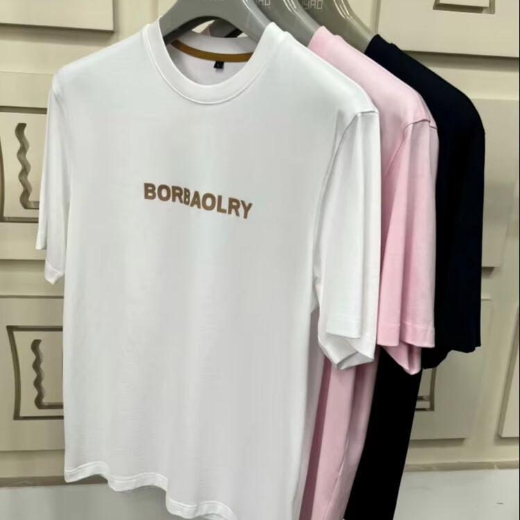 T-shirt da uomo di alta qualità con manica corta con logo personalizzato stampato con tecnologia DTG