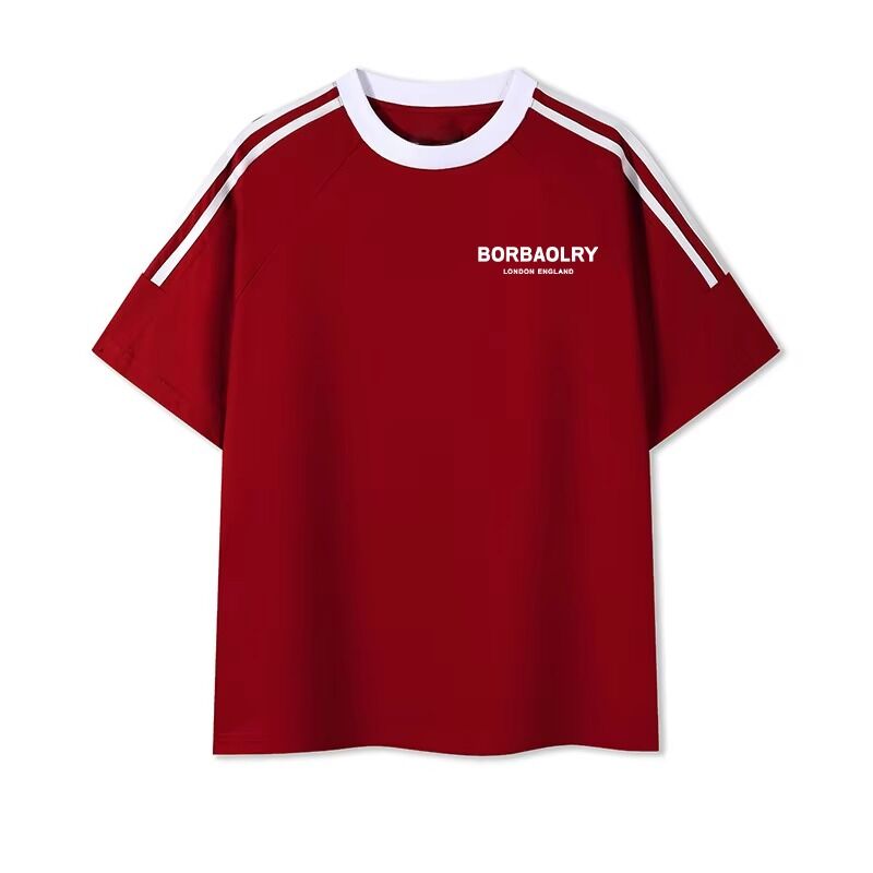 Maglietta da uomo girocollo regular in cotone tinto a maglia, comoda maglietta da uomo stampata in misto cotone