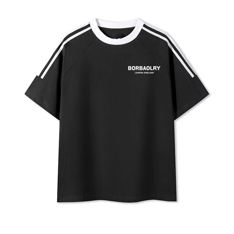 Maglietta da uomo girocollo regular in cotone tinto a maglia, comoda maglietta da uomo stampata in misto cotone