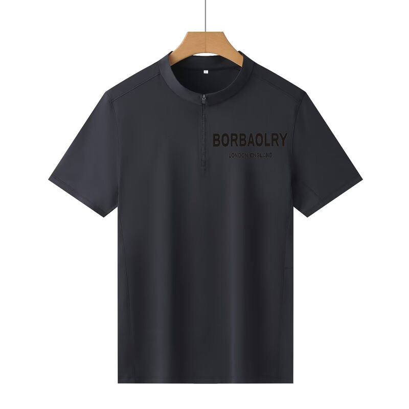 Maglie sportive da uomo con zip a 1/4, colletto alla coreana, tinta unita, maglietta sportiva da uomo, manica corta, leggera, ad asciugatura rapida, da palestra