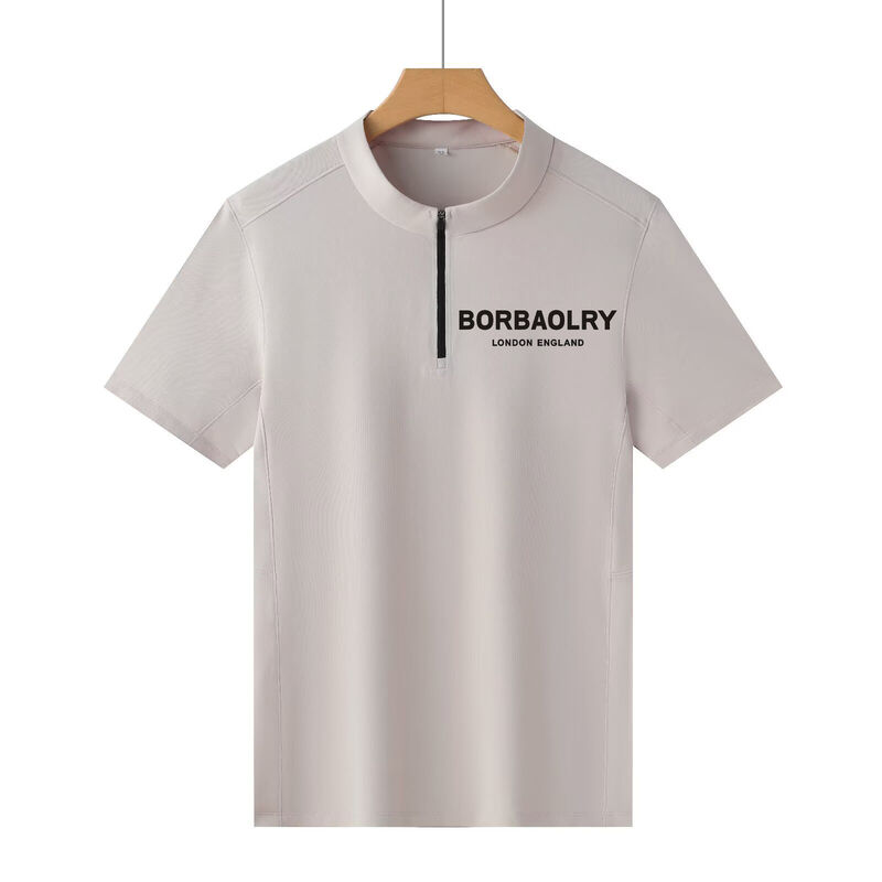 Maglie sportive da uomo con zip a 1/4, colletto alla coreana, tinta unita, maglietta sportiva da uomo, manica corta, leggera, ad asciugatura rapida, da palestra