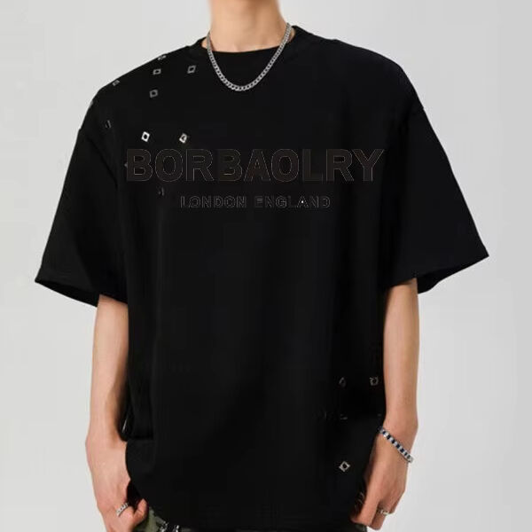 T-shirt oversize nera OEM da uomo con grafica, lavaggio acido vintage, personalizzata, DTG, all'ingrosso, t-shirt lavata, t-shirt pesante