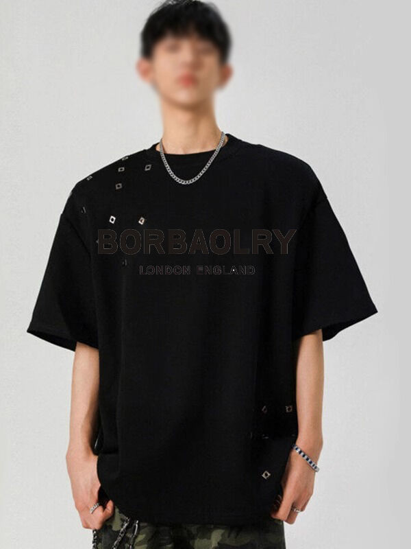 T-shirt oversize nera OEM da uomo con grafica, lavaggio acido vintage, personalizzata, DTG, all'ingrosso, t-shirt lavata, t-shirt pesante