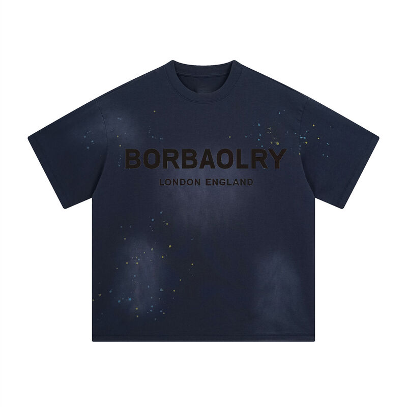 T-shirt oversize da uomo pesante di alta qualità effetto distressed lavaggio acido, t-shirt personalizzata corta da uomo