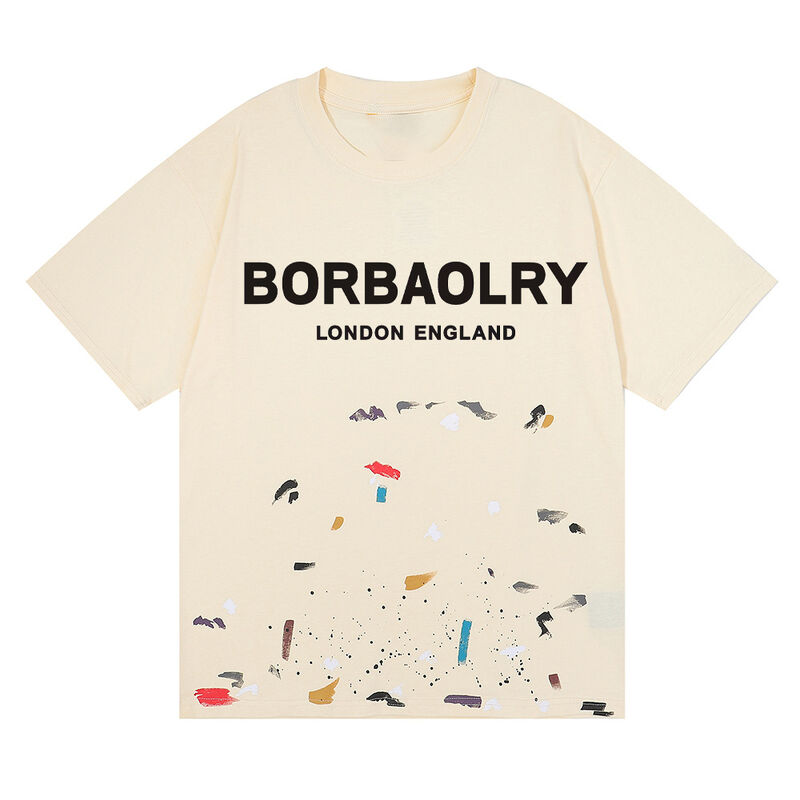 T-shirt lavato con acido per uomo su misura Galleria Abbigliamento di strada Graffiti Vernice Splash Cotone all'ingrosso Modello massello a maglia