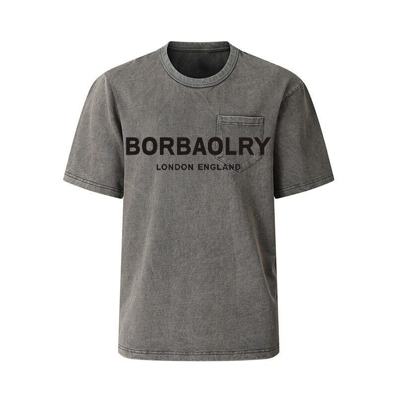 Ingrosso Unisex Lavatorio Vintage Stampa T-shirt estiva Peso pesante T-shirt maschile nero Oversize