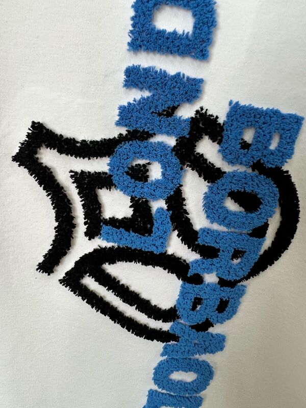 T-shirt bianca da uomo, stampa a lettere floccate, manica corta, top casual, 100% cotone, T-shirt da uomo