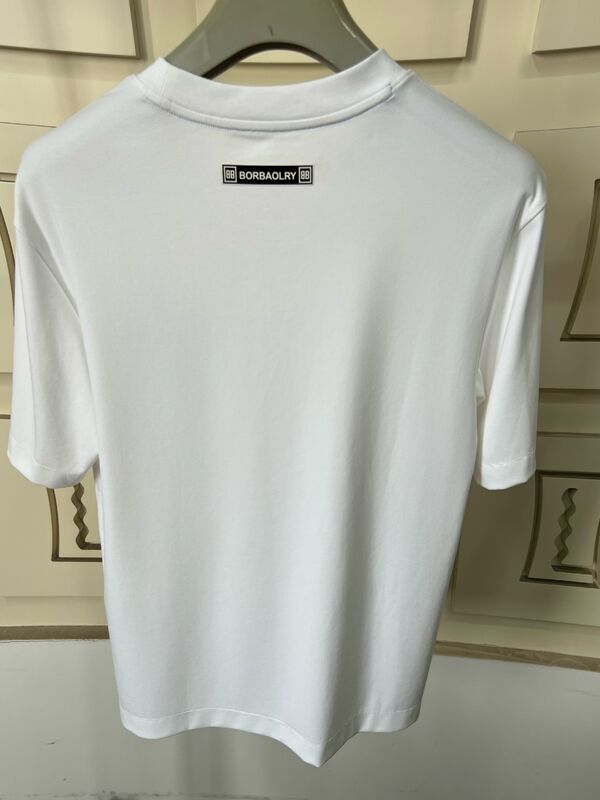 T-shirt bianca da uomo, stampa a lettere floccate, manica corta, top casual, 100% cotone, T-shirt da uomo